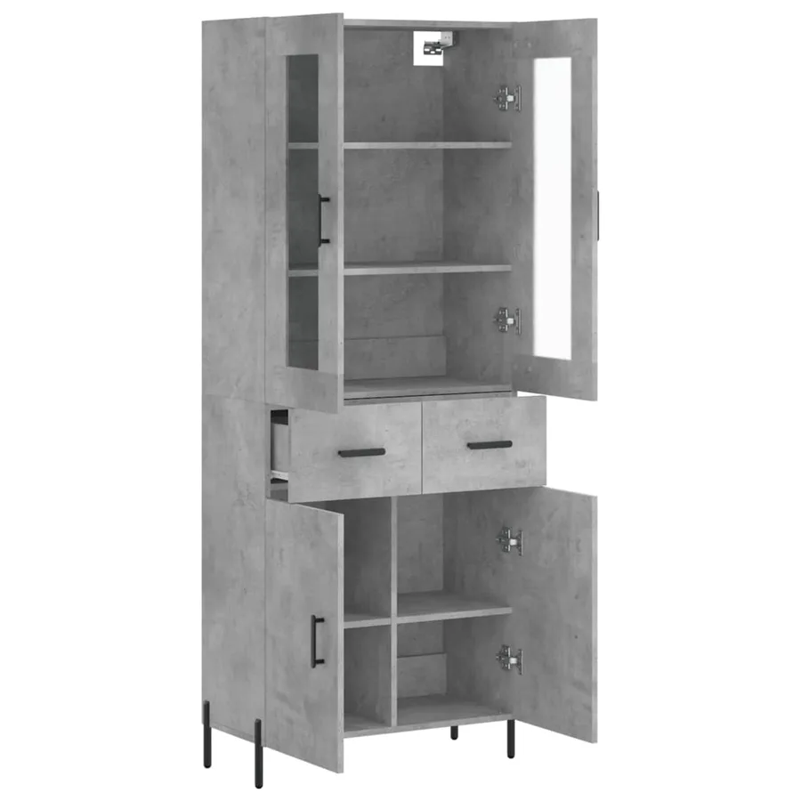 Buffet haut Gris béton 69,5x34x180 cm Bois d'ingénierie - 4