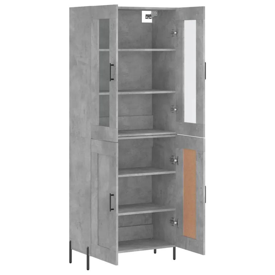 Buffet haut Gris béton 69,5x34x180 cm Bois d'ingénierie - 4