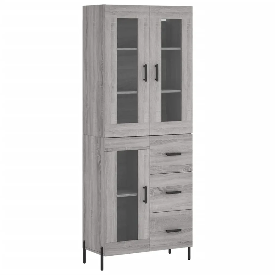 Buffet haut Sonoma gris 69,5x34x180 cm Bois d'ingénierie - 2