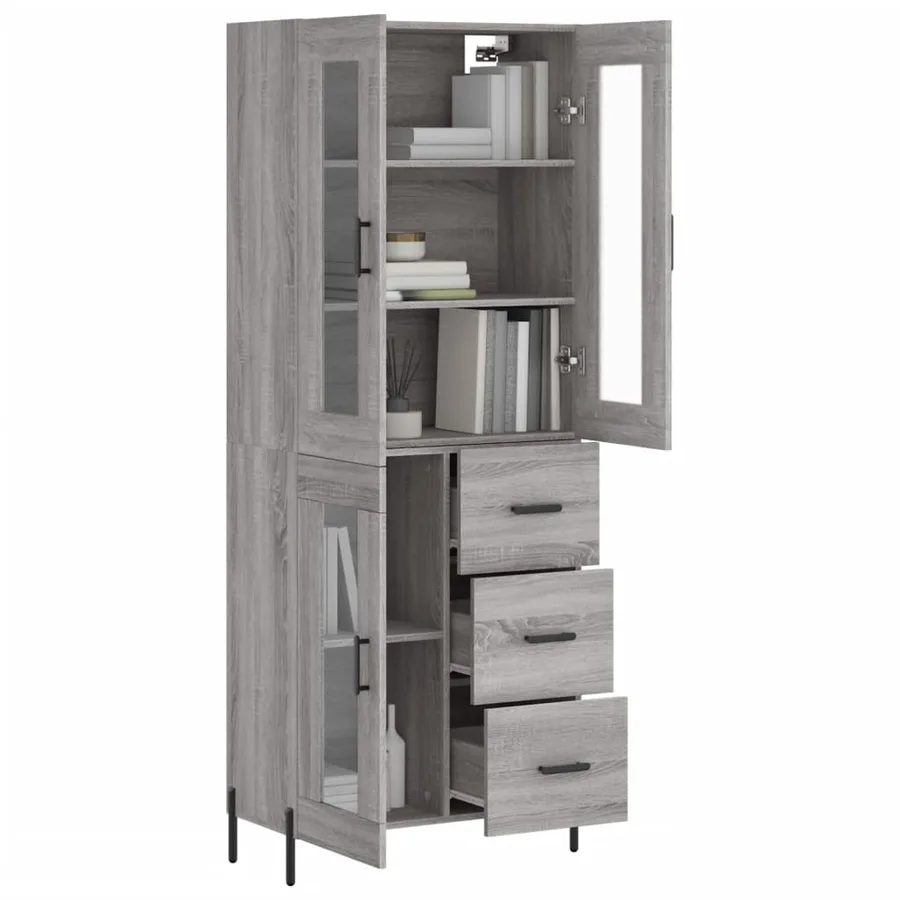 Buffet haut Sonoma gris 69,5x34x180 cm Bois d'ingénierie - 3