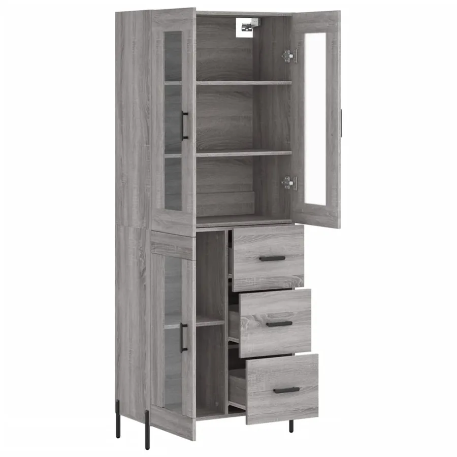 Buffet haut Sonoma gris 69,5x34x180 cm Bois d'ingénierie - 4
