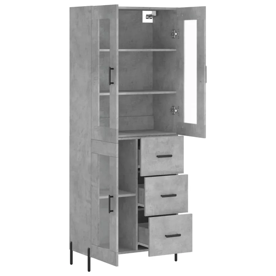 Buffet haut Gris béton 69,5x34x180 cm Bois d'ingénierie - 4