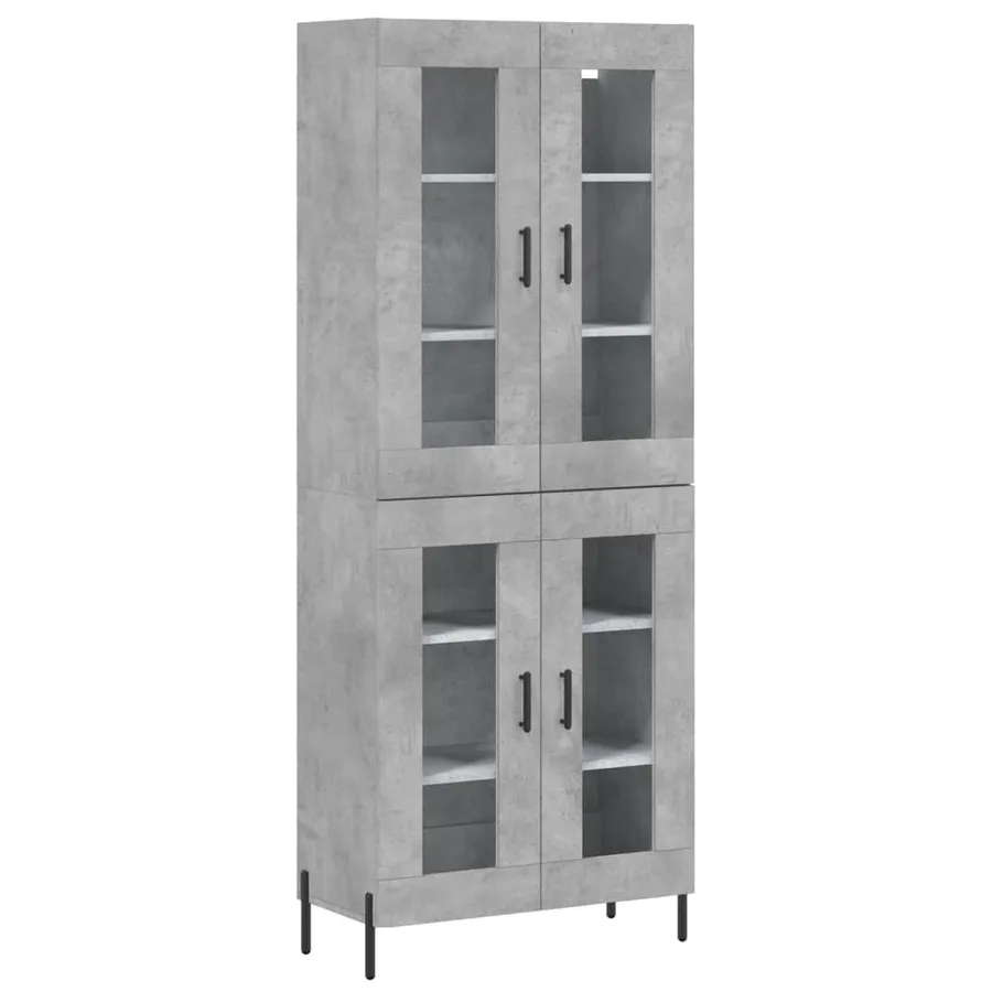 Buffet haut Gris béton 69,5x34x180 cm Bois d'ingénierie - 2