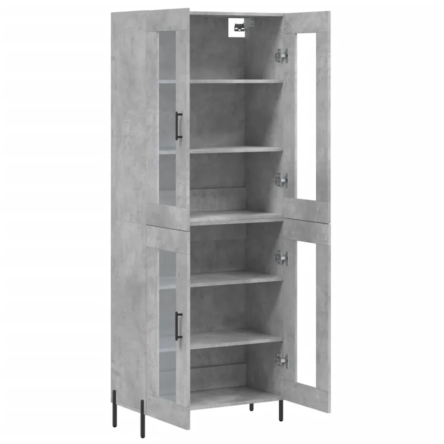 Buffet haut Gris béton 69,5x34x180 cm Bois d'ingénierie - 4