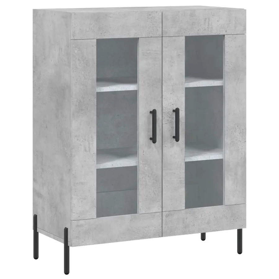 Buffet haut Gris béton 69,5x34x180 cm Bois d'ingénierie - 7