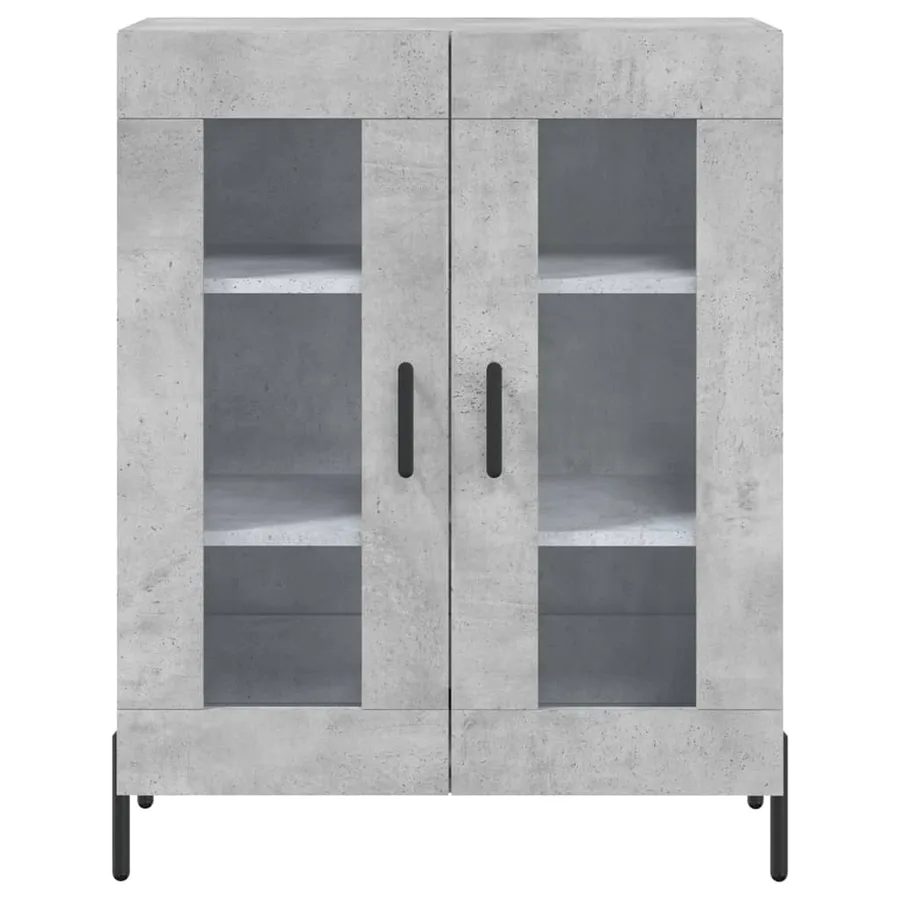 Buffet haut Gris béton 69,5x34x180 cm Bois d'ingénierie - 8