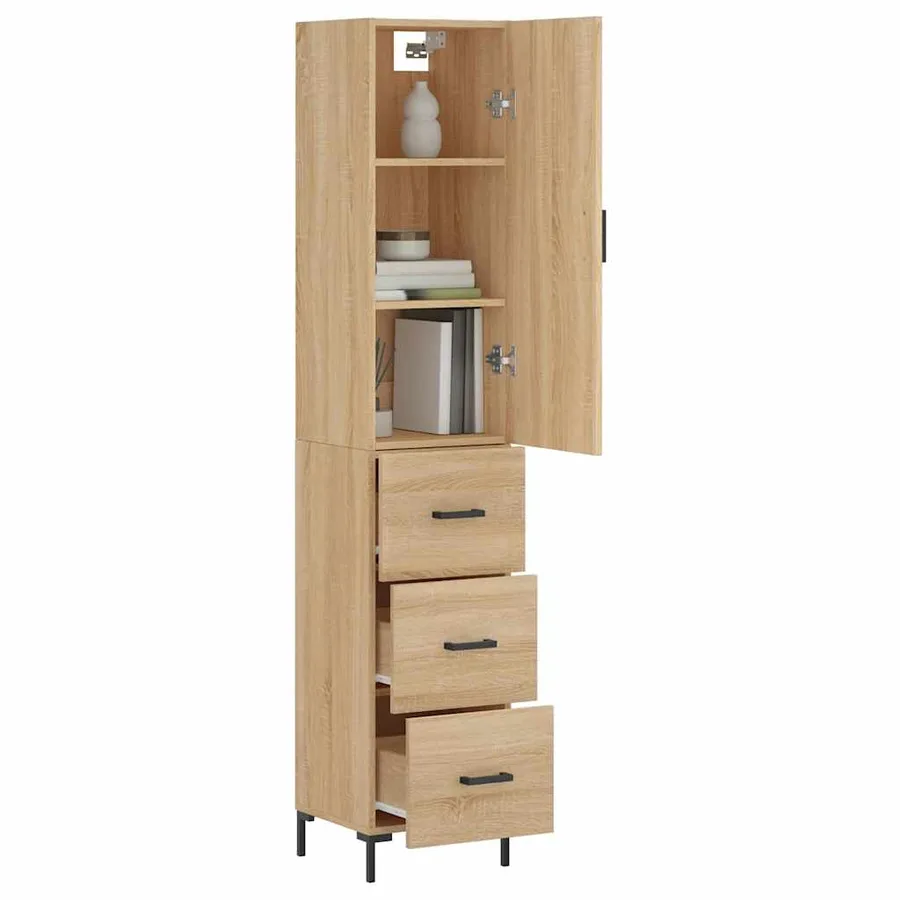 Buffet haut Chêne sonoma 34,5x34x180 cm Bois d'ingénierie - 3