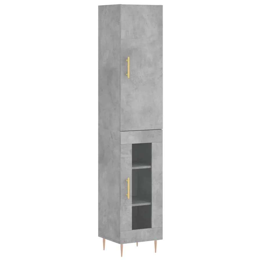 Buffet haut Gris béton 34,5x34x180 cm Bois d'ingénierie - 2
