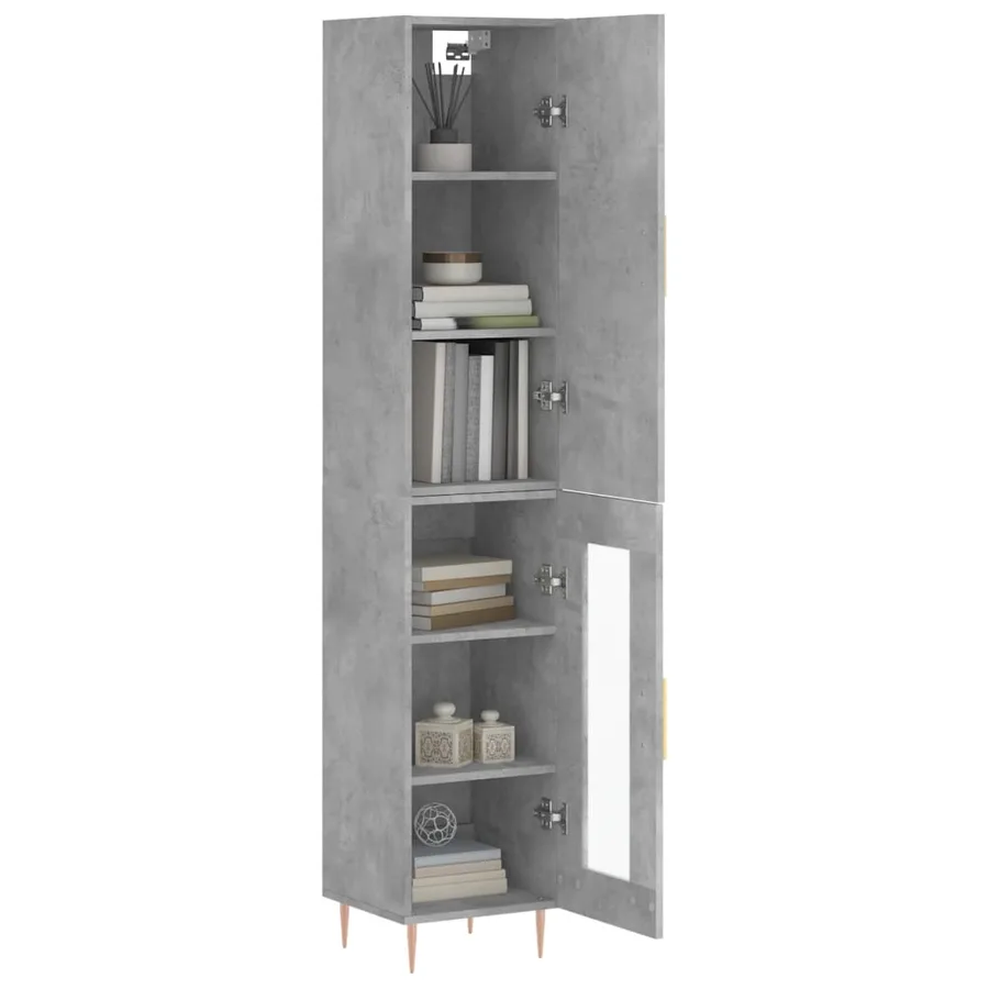 Buffet haut Gris béton 34,5x34x180 cm Bois d'ingénierie - 3