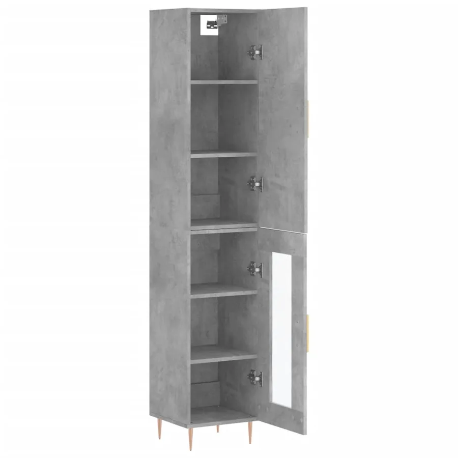 Buffet haut Gris béton 34,5x34x180 cm Bois d'ingénierie - 4
