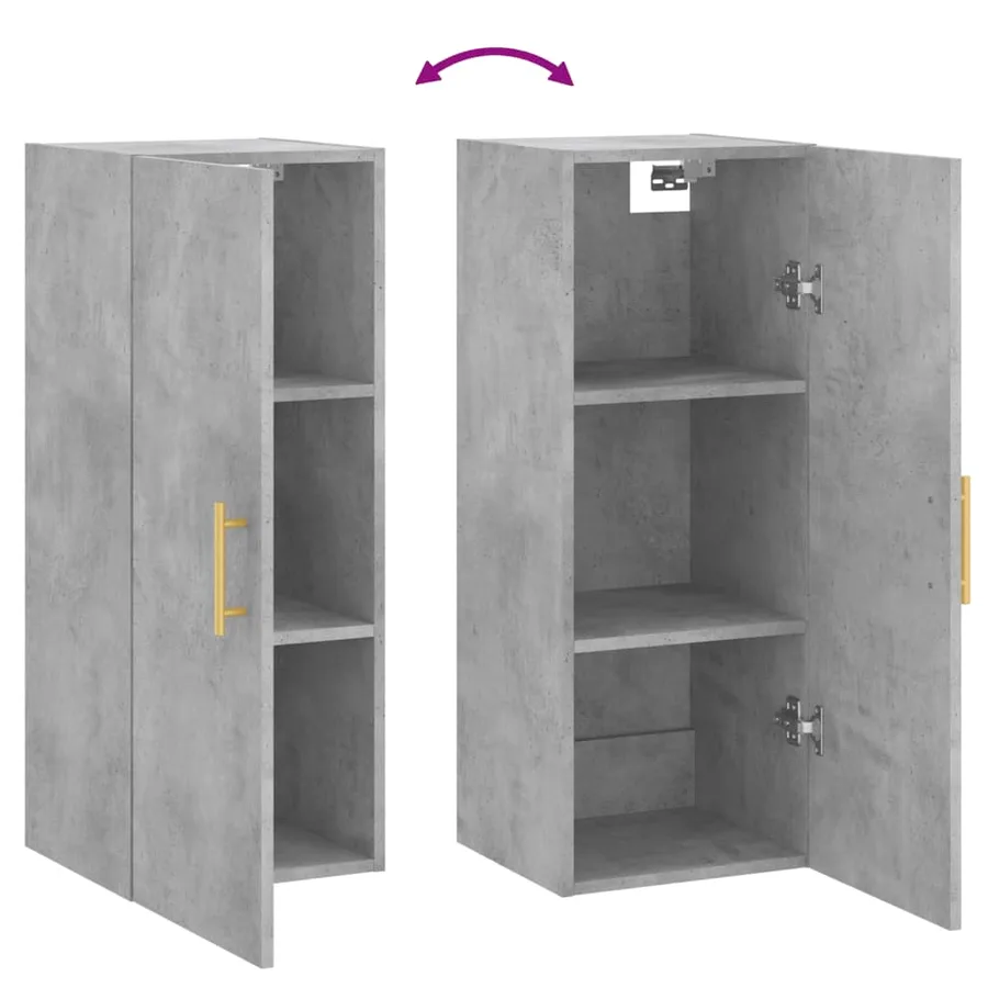 Armoire murale gris béton 34,5x34x90 cm - 10