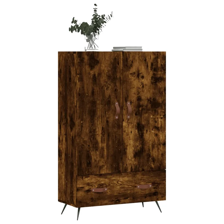 Buffet haut chêne fumé 69,5x31x115 cm bois d'ingénierie - 4
