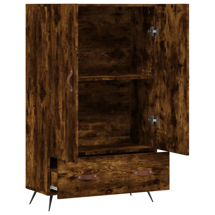 Buffet haut chêne fumé 69,5x31x115 cm bois d'ingénierie - 5