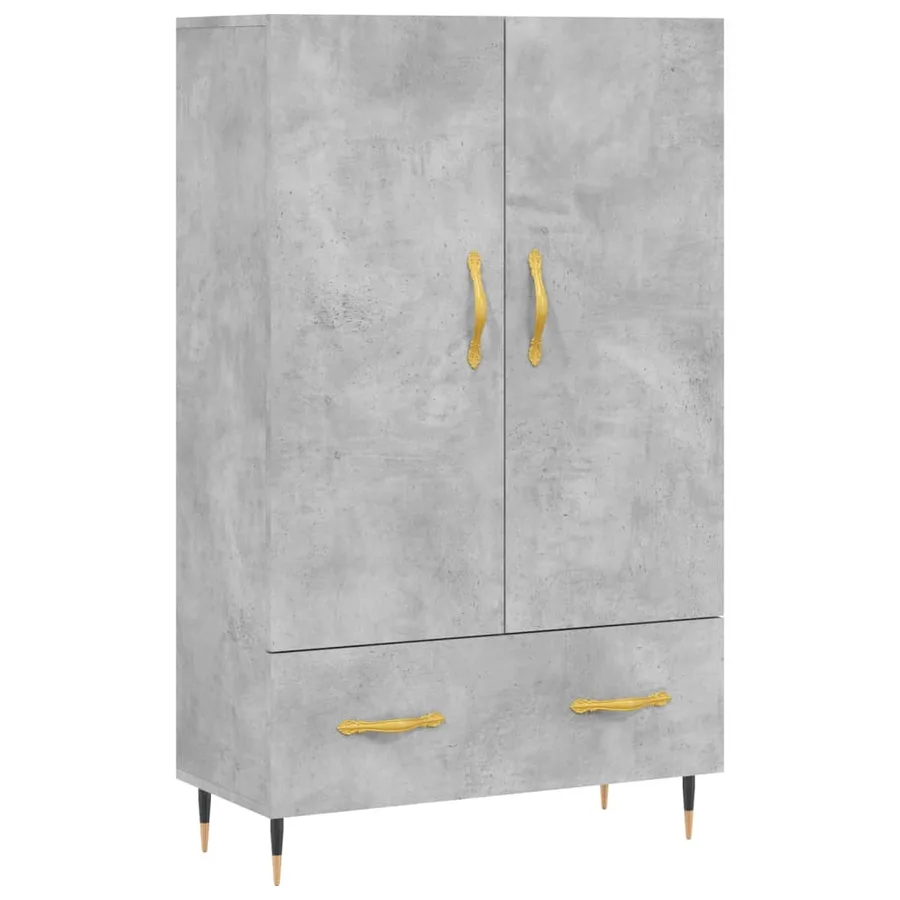 Buffet haut gris béton 69,5x31x115 cm bois d'ingénierie - 2