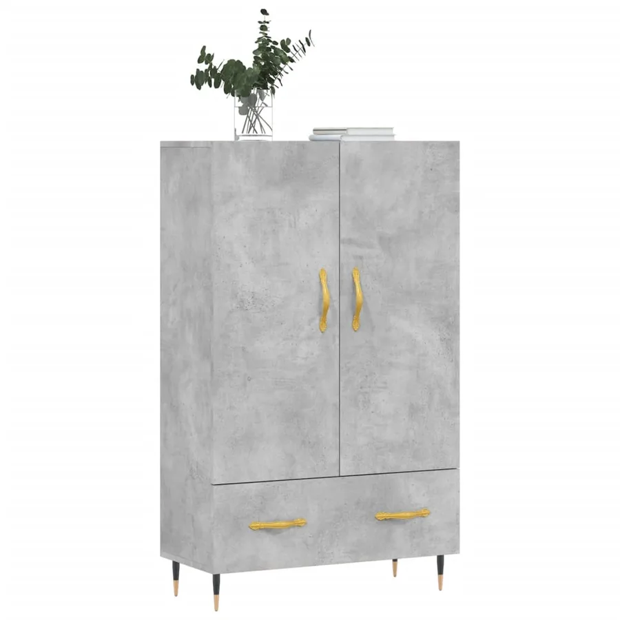 Buffet haut gris béton 69,5x31x115 cm bois d'ingénierie - 3