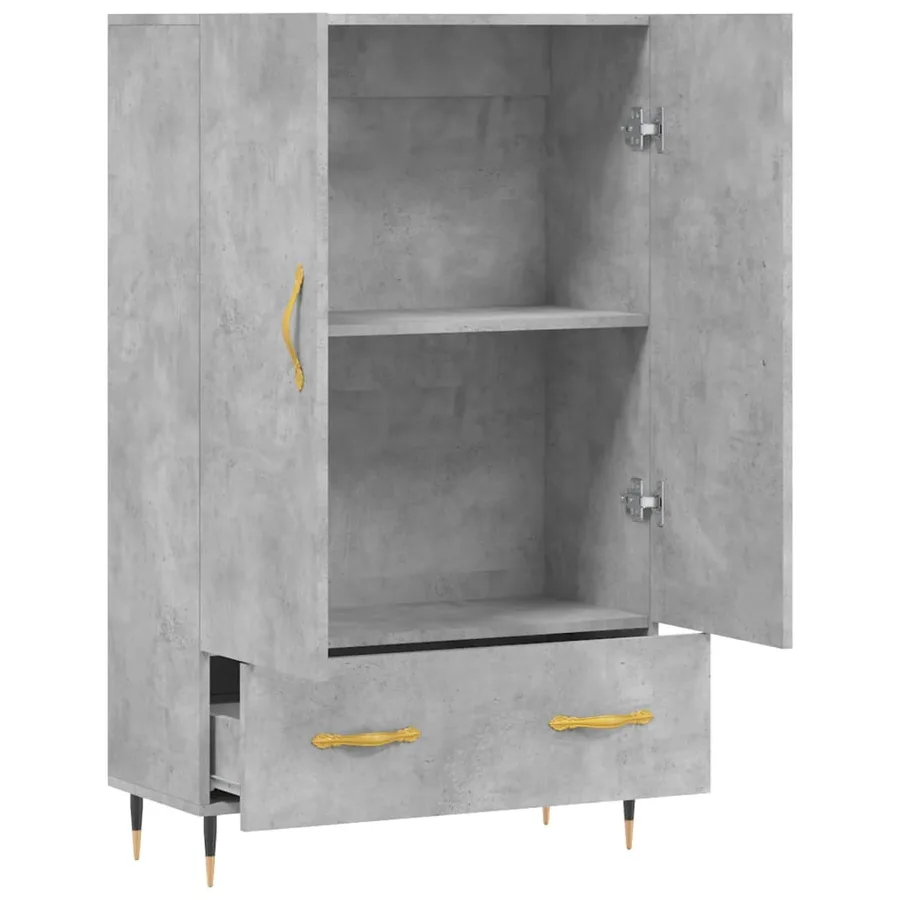 Buffet haut gris béton 69,5x31x115 cm bois d'ingénierie - 5