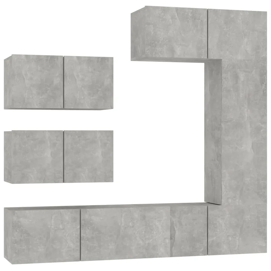Ensemble de meubles TV 6 pcs Gris béton Bois d'ingénierie - 2