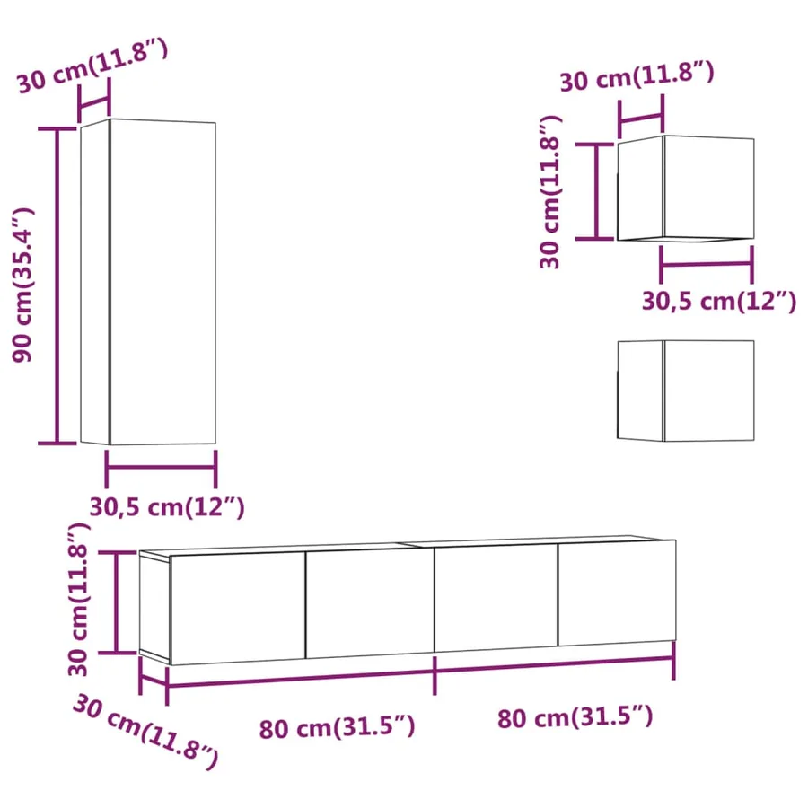 Ensemble de meubles TV 5 pcs Chêne sonoma Bois d'ingénierie - 18