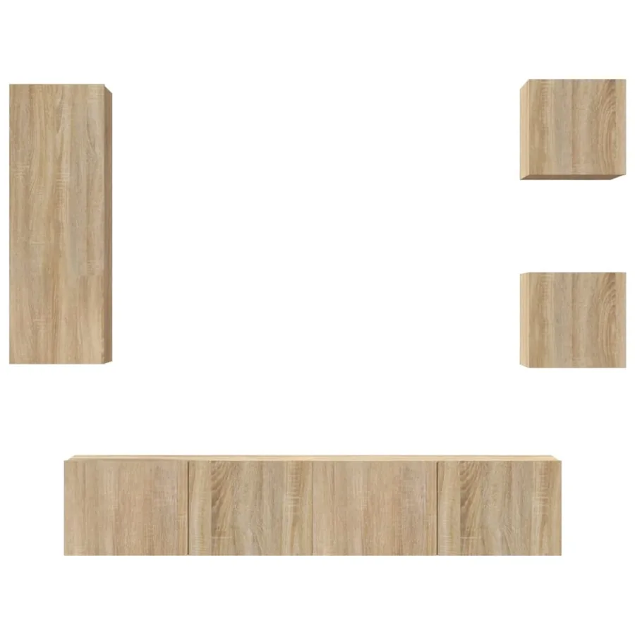 Ensemble de meubles TV 5 pcs Chêne sonoma Bois d'ingénierie - 2