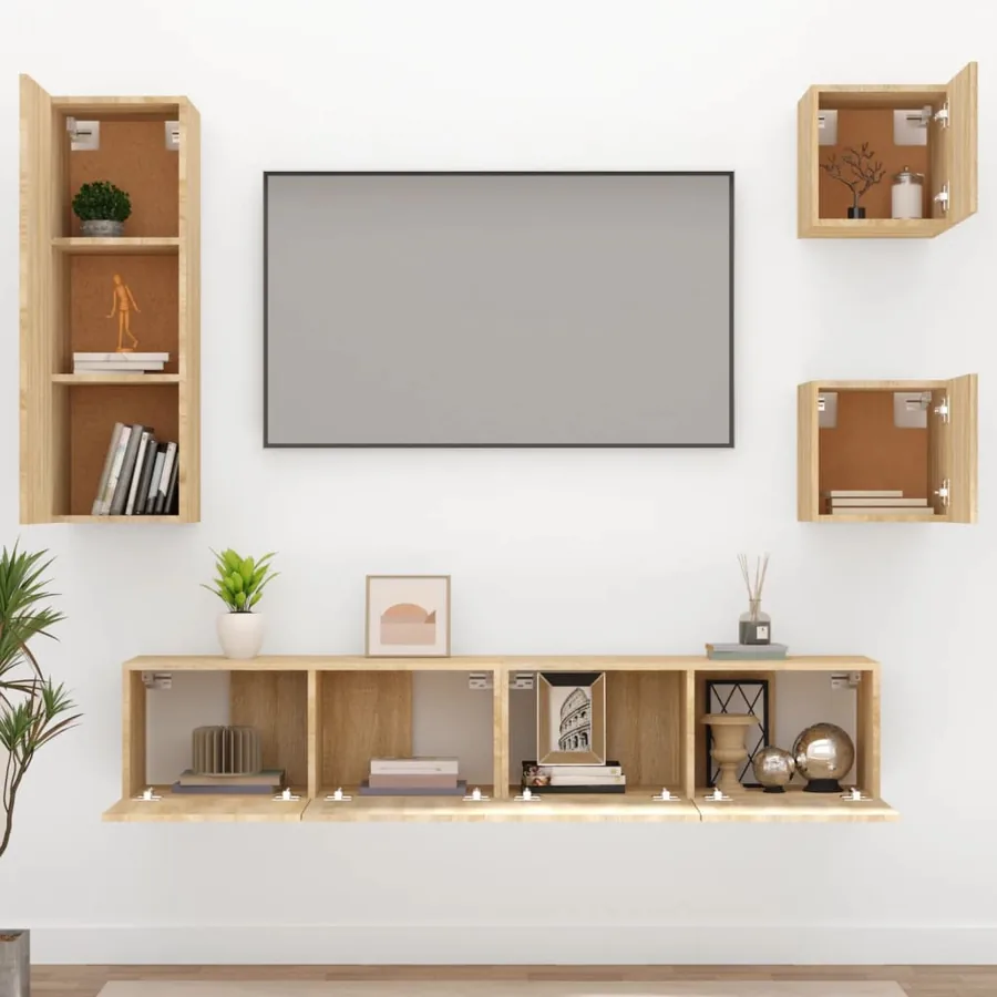 Ensemble de meubles TV 5 pcs Chêne sonoma Bois d'ingénierie - 3