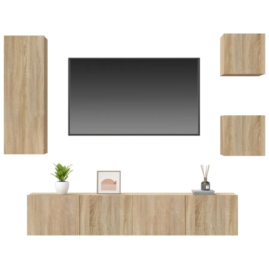 Ensemble de meubles TV 5 pcs Chêne sonoma Bois d'ingénierie - 4