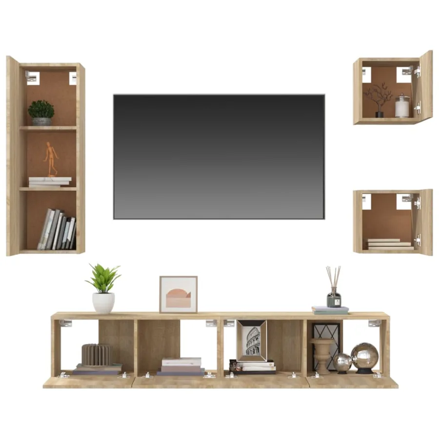 Ensemble de meubles TV 5 pcs Chêne sonoma Bois d'ingénierie - 5
