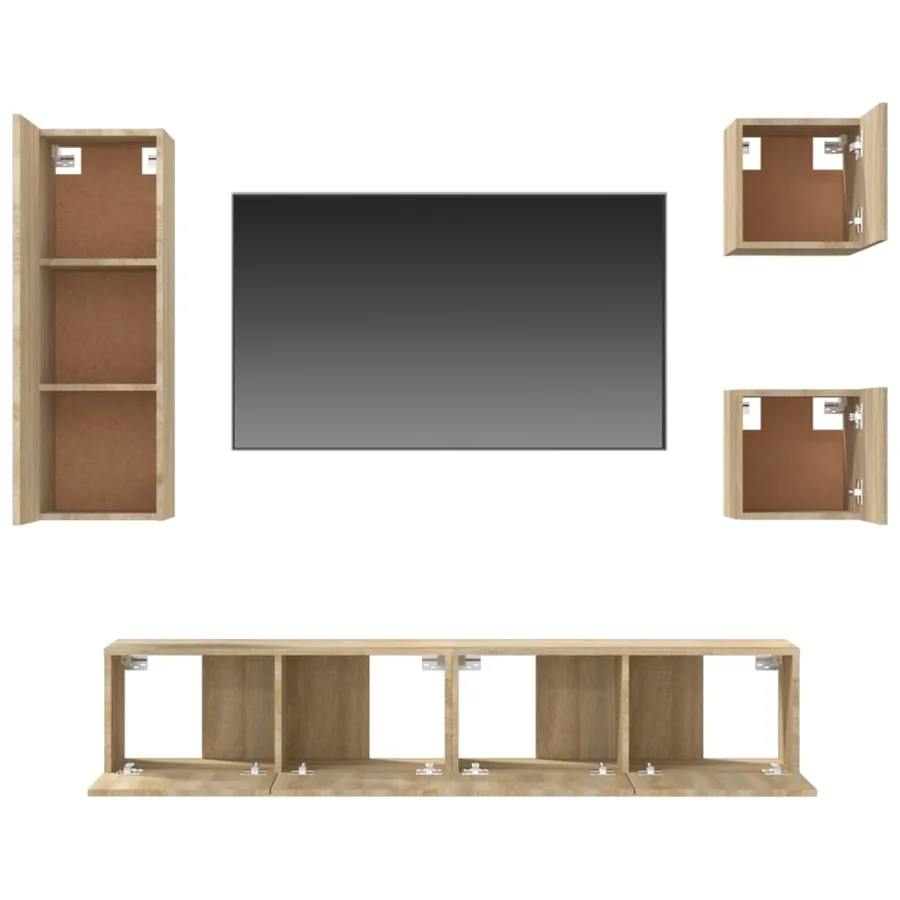 Ensemble de meubles TV 5 pcs Chêne sonoma Bois d'ingénierie - 6