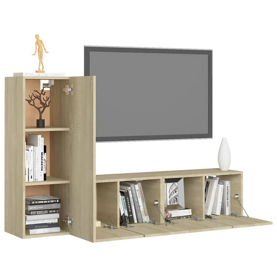 Ensemble de meubles TV 3 pcs Chêne sonoma Bois d'ingénierie - 3
