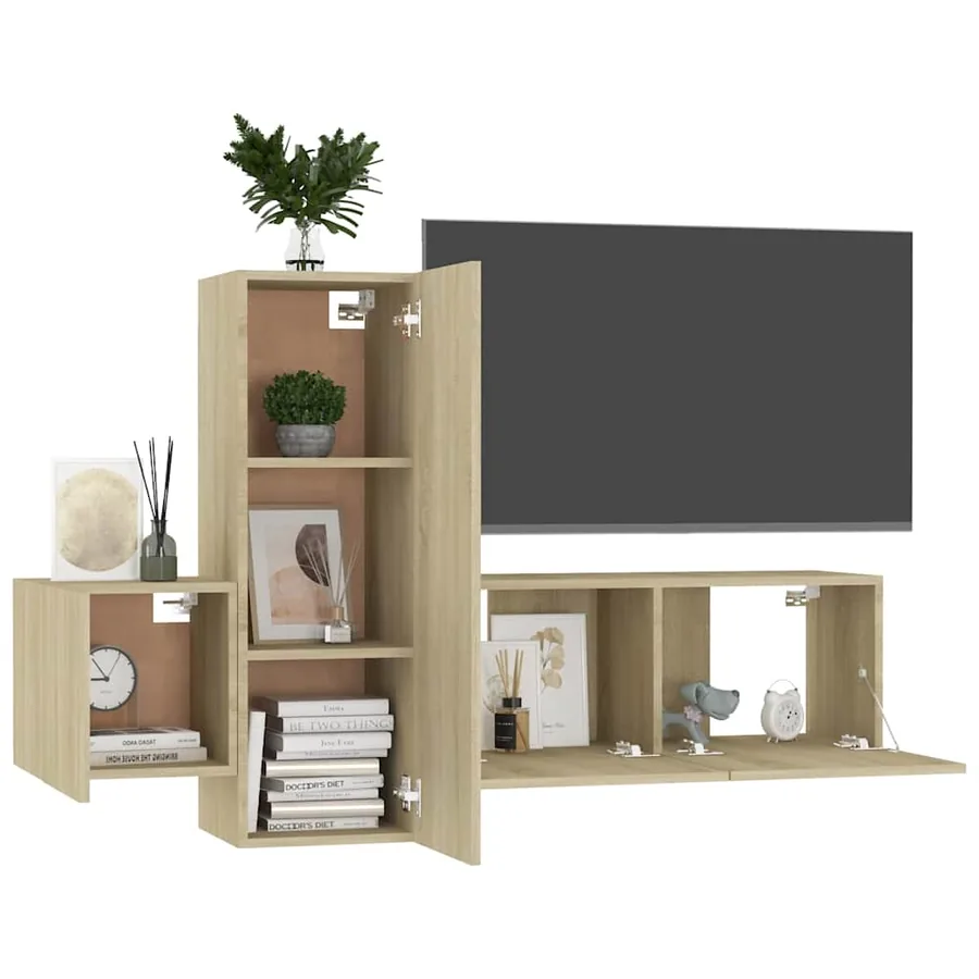 Ensemble de meubles TV 3 pcs Chêne sonoma Bois d'ingénierie - 3