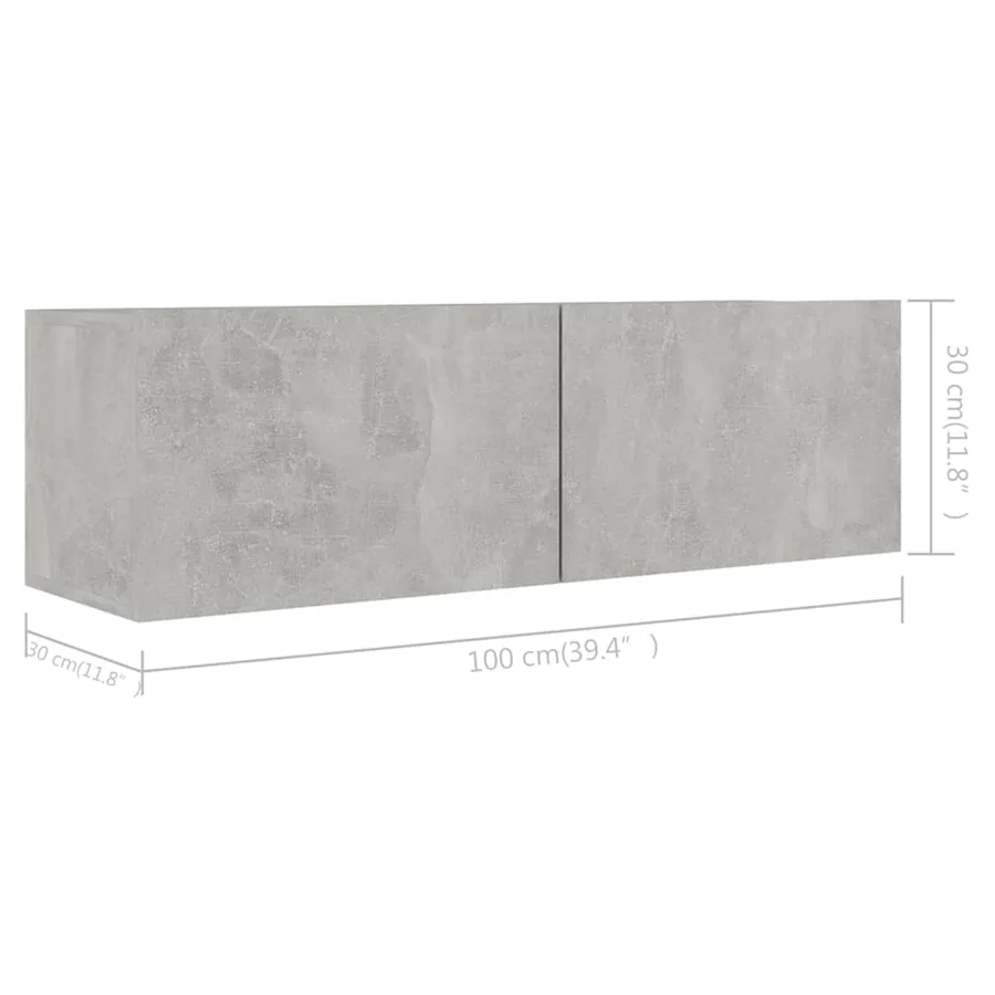 Ensemble de meuble TV 4 pcs Gris béton Bois d'ingénierie - 8