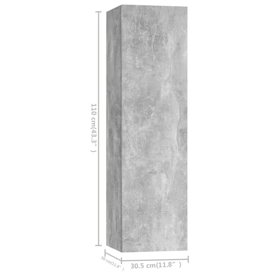 Ensemble de meuble TV 4 pcs Gris béton Bois d'ingénierie - 9