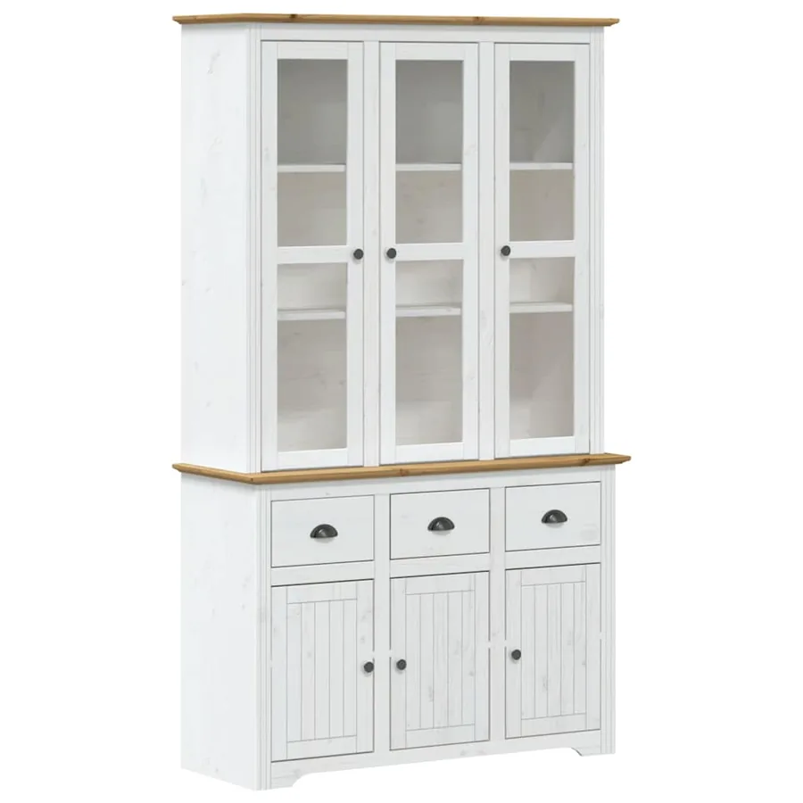 Buffet BODO blanc et marron 115,5x43x200,5cm bois massif de pin - 2
