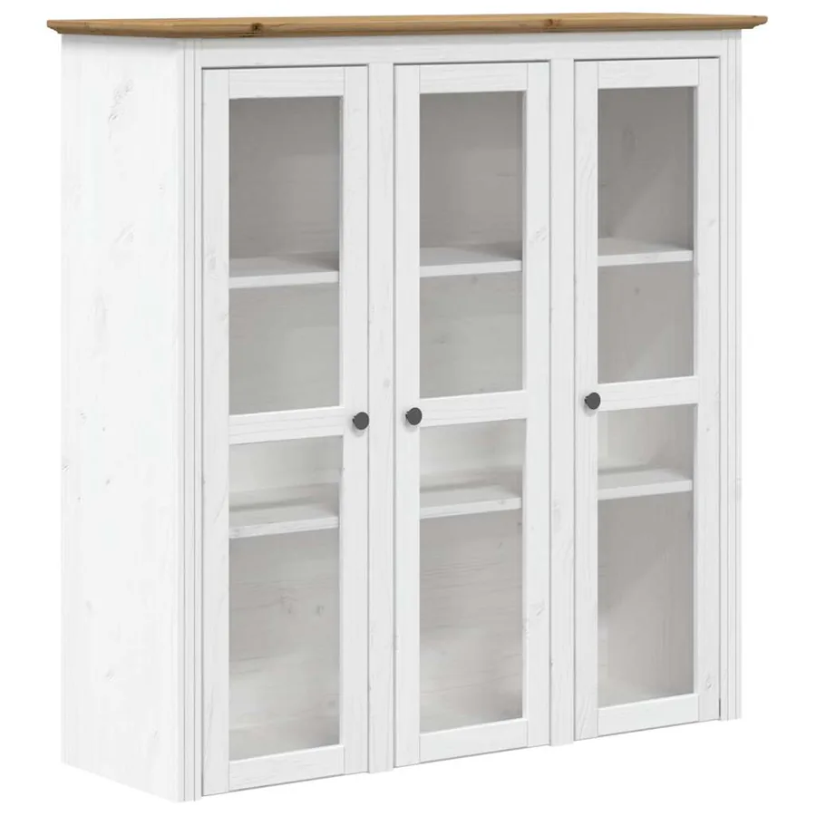 Buffet BODO blanc et marron 115,5x43x200,5cm bois massif de pin - 3