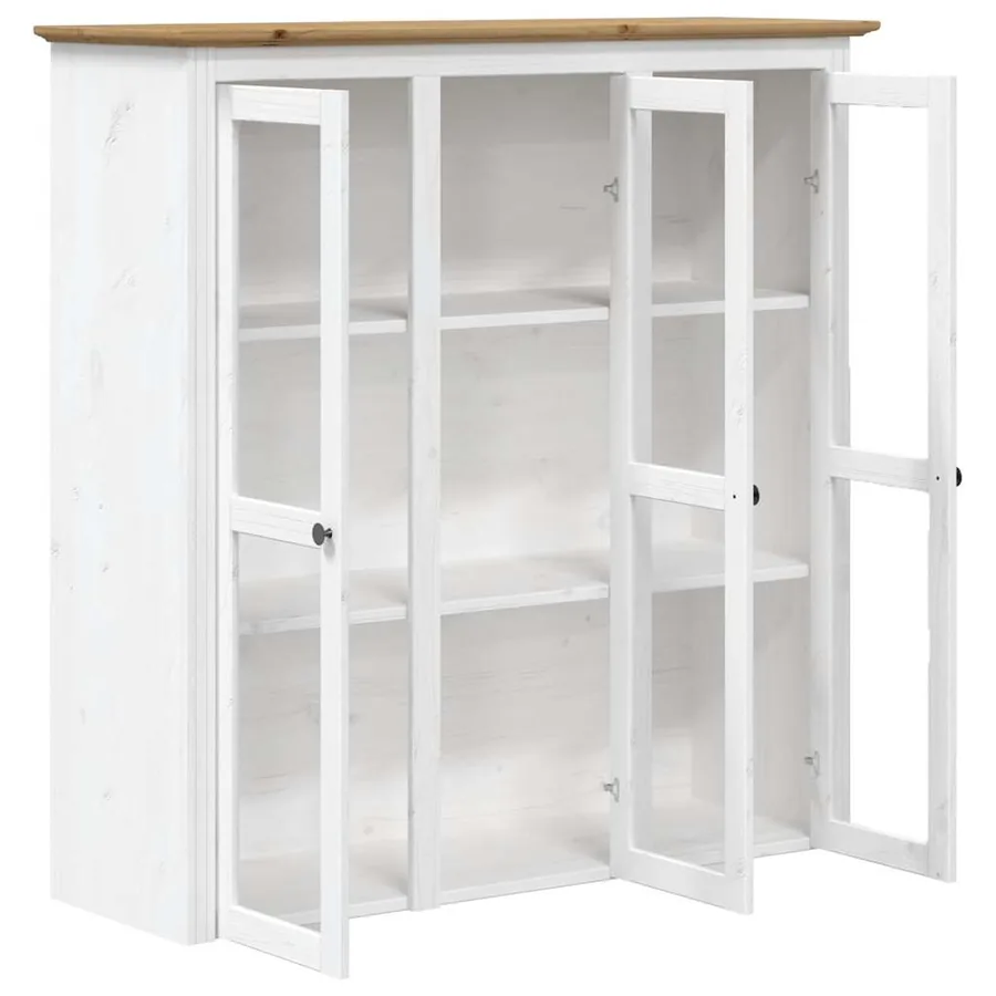 Buffet BODO blanc et marron 115,5x43x200,5cm bois massif de pin - 5