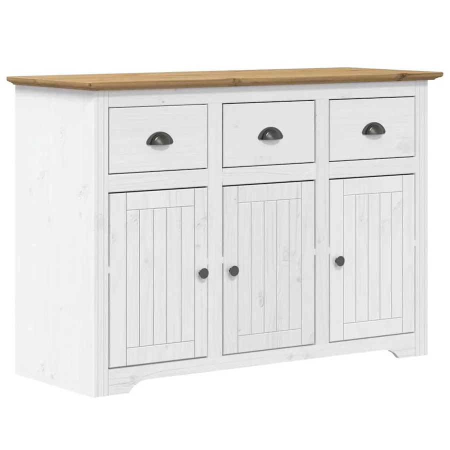 Buffet BODO blanc et marron 115,5x43x200,5cm bois massif de pin - 7