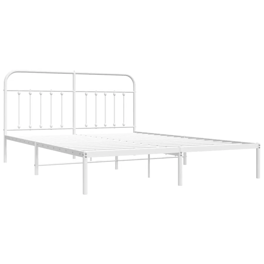 Cadre de lit métal sans matelas et tête de lit blanc 160x200 cm - 3
