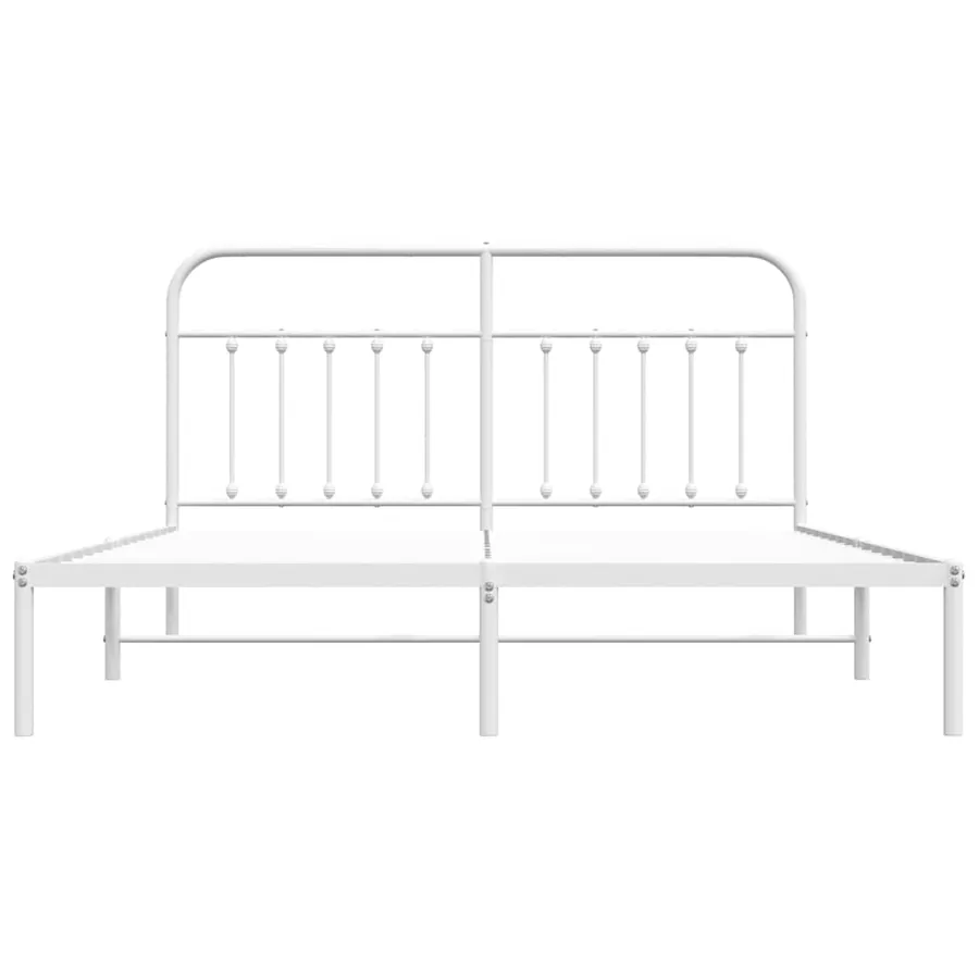 Cadre de lit métal sans matelas et tête de lit blanc 160x200 cm - 6