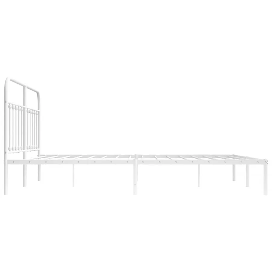 Cadre de lit métal sans matelas et tête de lit blanc 160x200 cm - 7