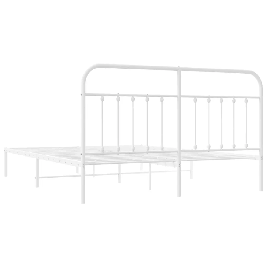 Cadre de lit métal sans matelas et tête de lit blanc 160x200 cm - 8