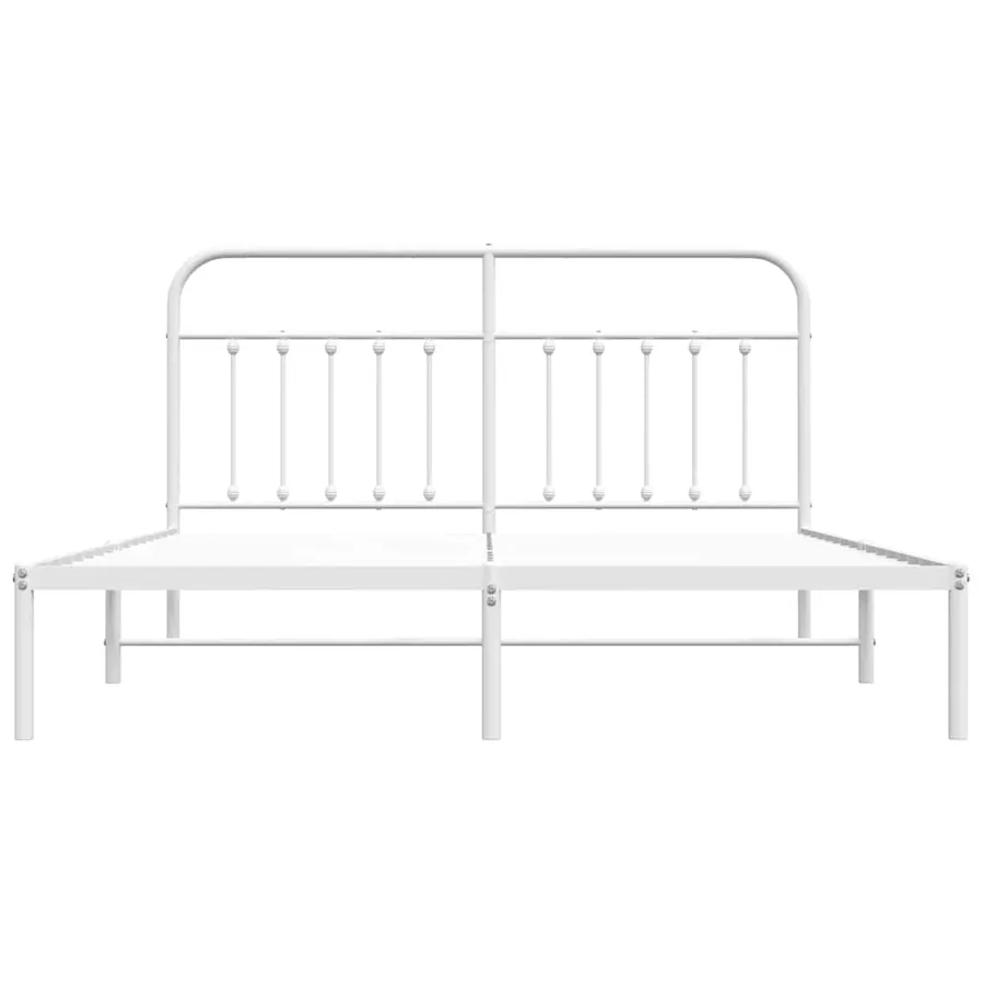 Cadre de lit métal sans matelas et tête de lit blanc 183x213 cm - 6