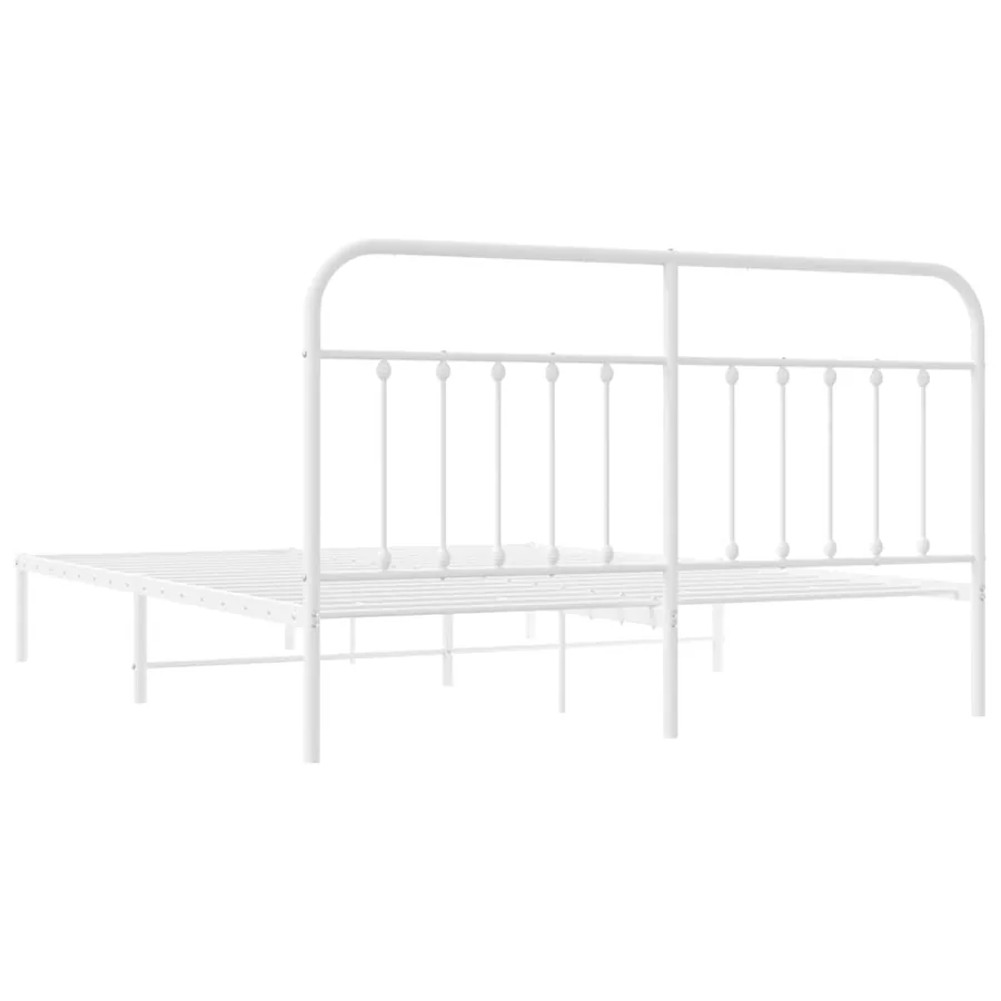 Cadre de lit métal sans matelas et tête de lit blanc 183x213 cm - 8