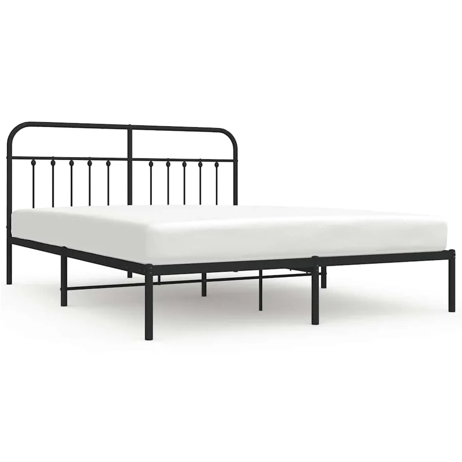 Cadre de lit métal sans matelas avec tête de lit noir 183x213cm - 2