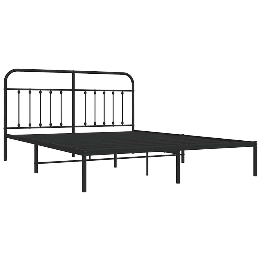 Cadre de lit métal sans matelas avec tête de lit noir 183x213cm - 4