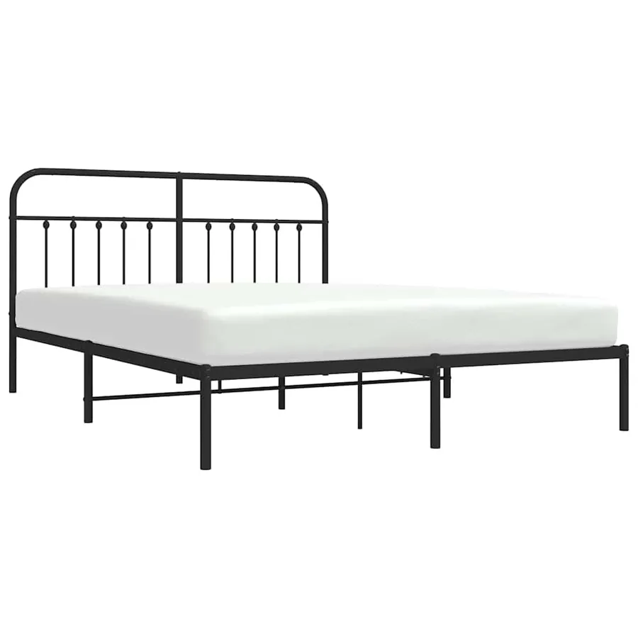 Cadre de lit métal sans matelas avec tête de lit noir 183x213cm - 5