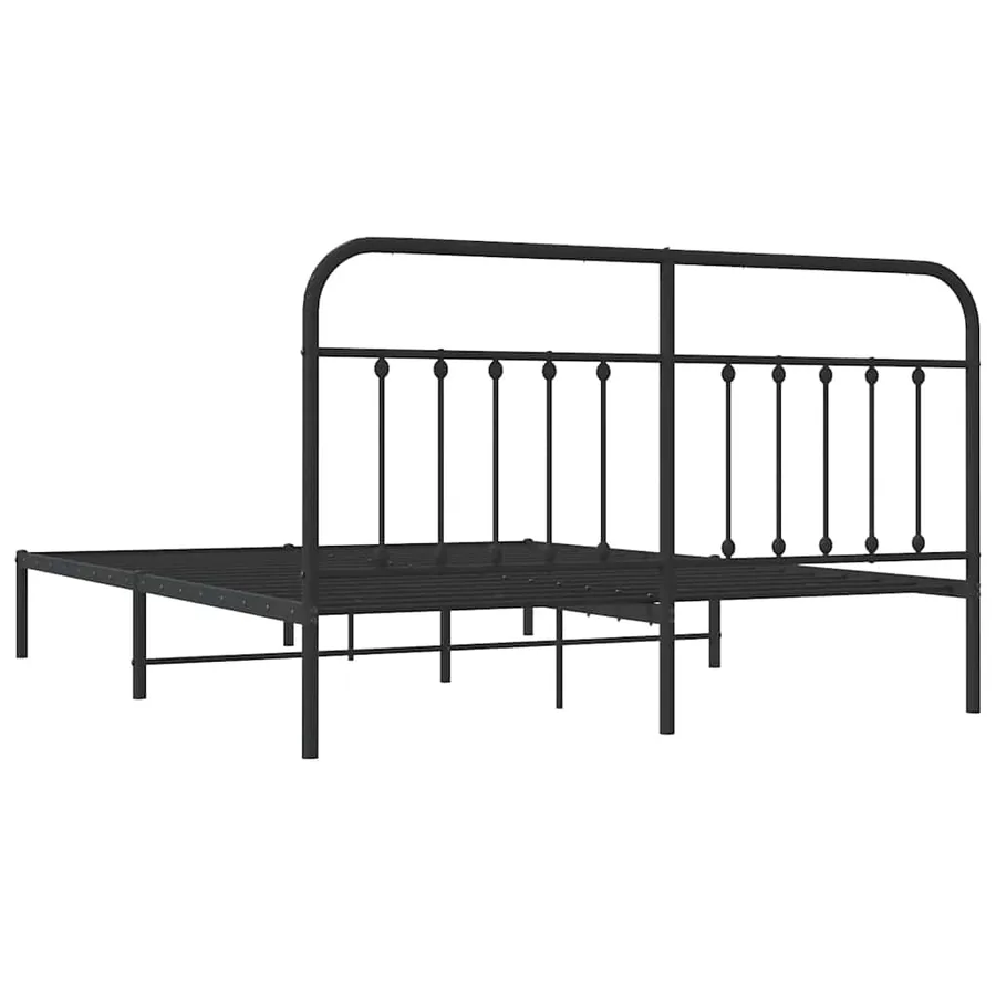Cadre de lit métal sans matelas avec tête de lit noir 183x213cm - 8