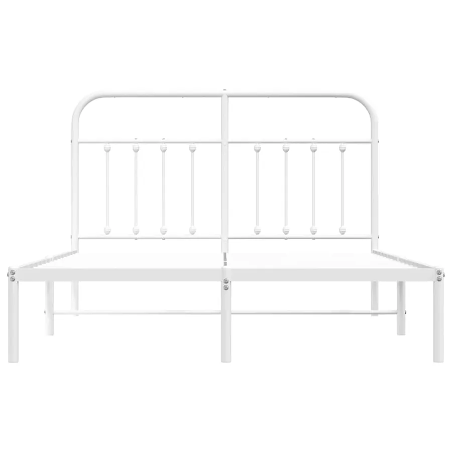 Cadre de lit métal sans matelas et tête de lit blanc 135x190 cm - 6
