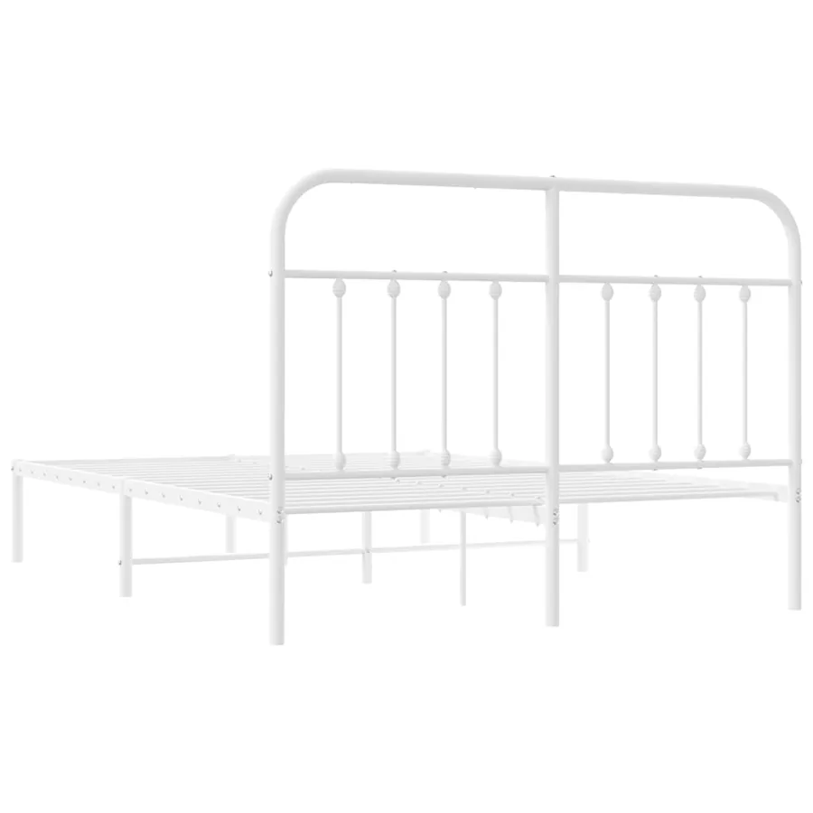 Cadre de lit métal sans matelas et tête de lit blanc 135x190 cm - 8