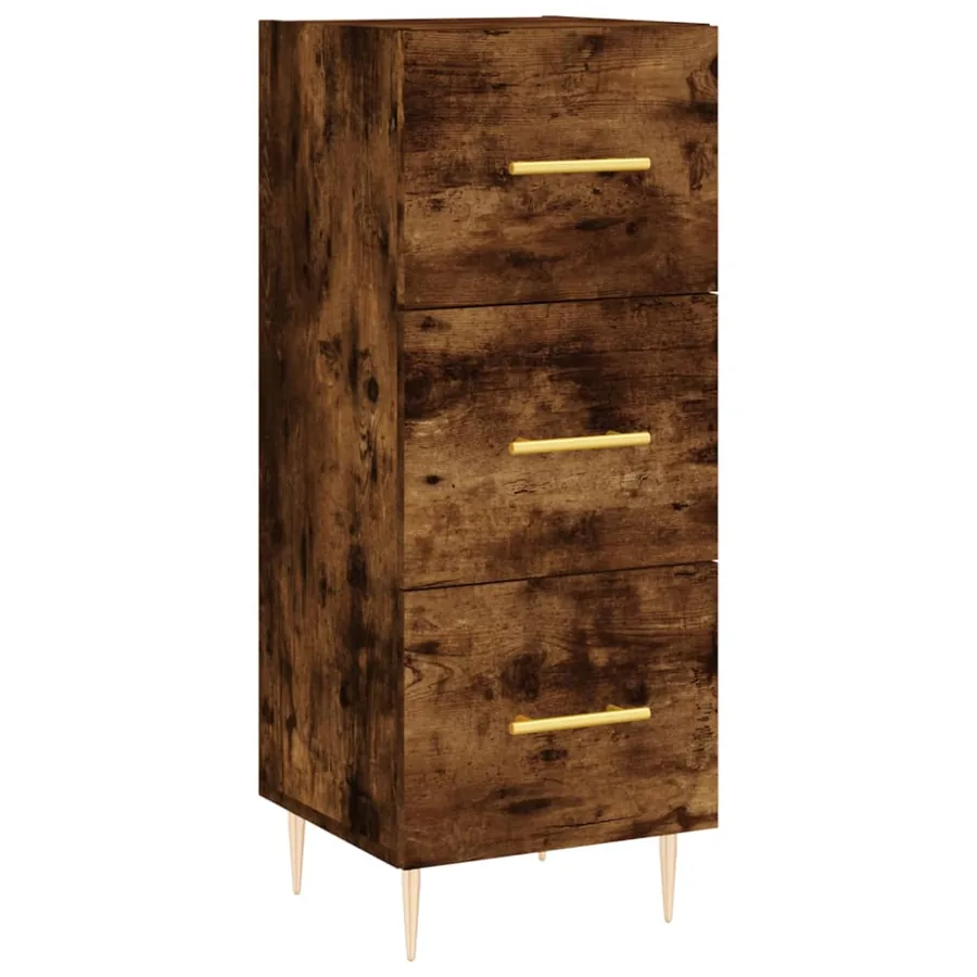 Buffet haut Chêne fumé 34,5x34x180 cm Bois d'ingénierie - 5