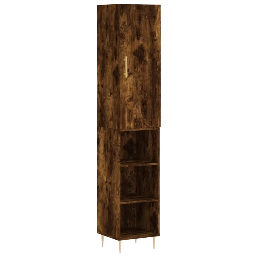 Buffet haut Chêne fumé 34,5x34x180 cm Bois d'ingénierie - 2