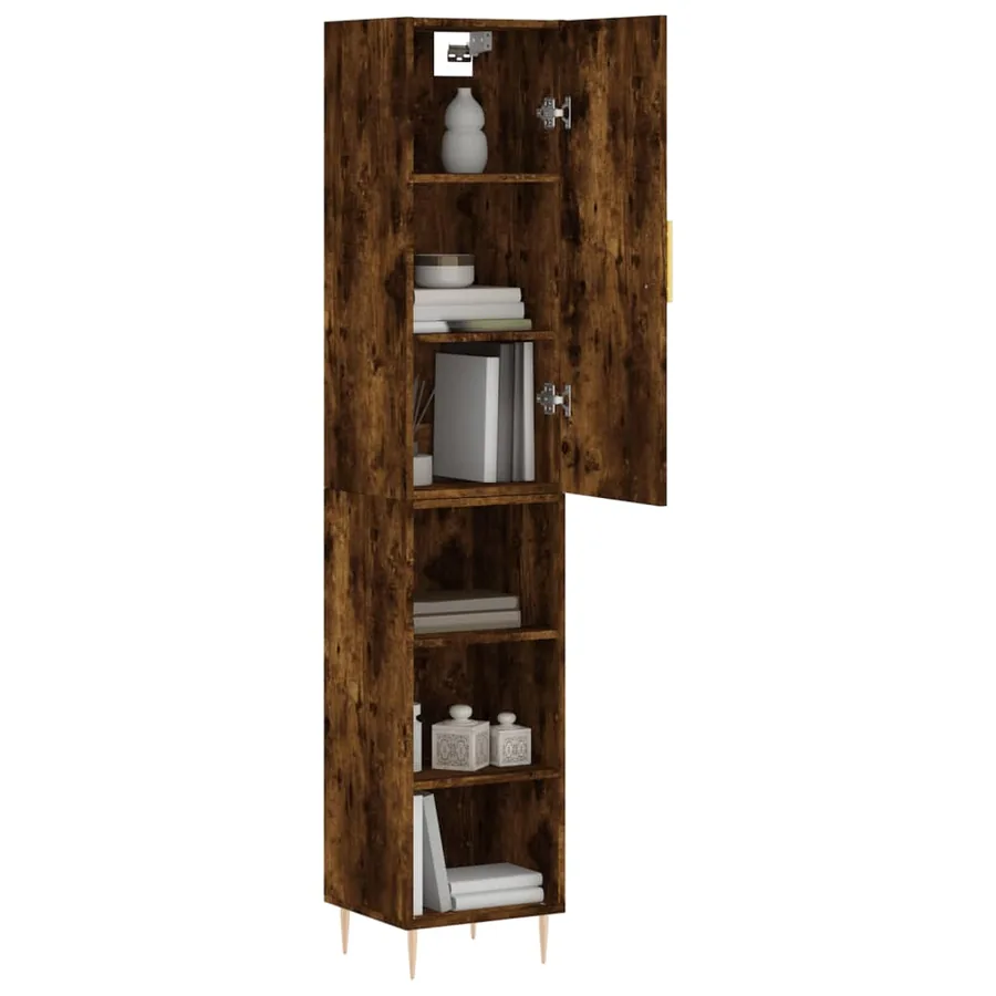 Buffet haut Chêne fumé 34,5x34x180 cm Bois d'ingénierie - 3